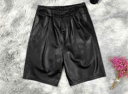 Women’s Genuine Leather Mid-Length Suit Shorts