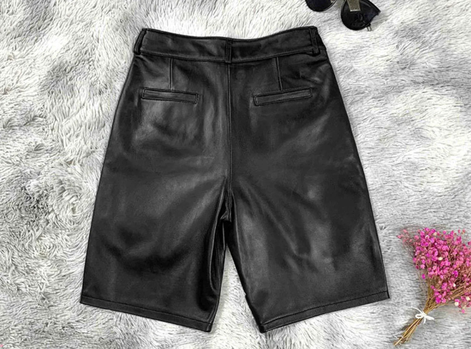 Women’s Genuine Leather Mid-Length Suit Shorts