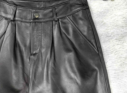 Women’s Genuine Leather Mid-Length Suit Shorts