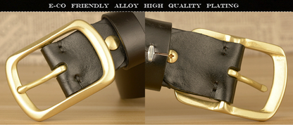 Men’s Top-Grain Cowhide Belt with Solid Copper Buckle