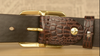 Men Leather Belt with Copper Buckle Crocodile Pattern