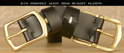 Men’s Genuine Cowhide Leather Belt with Copper Buckle