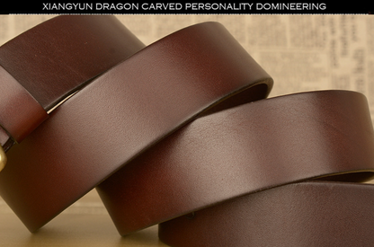 Men’s Genuine Cowhide Leather Belt with Copper Buckle