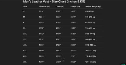 Men’s Genuine Black Leather Motorcycle Vest