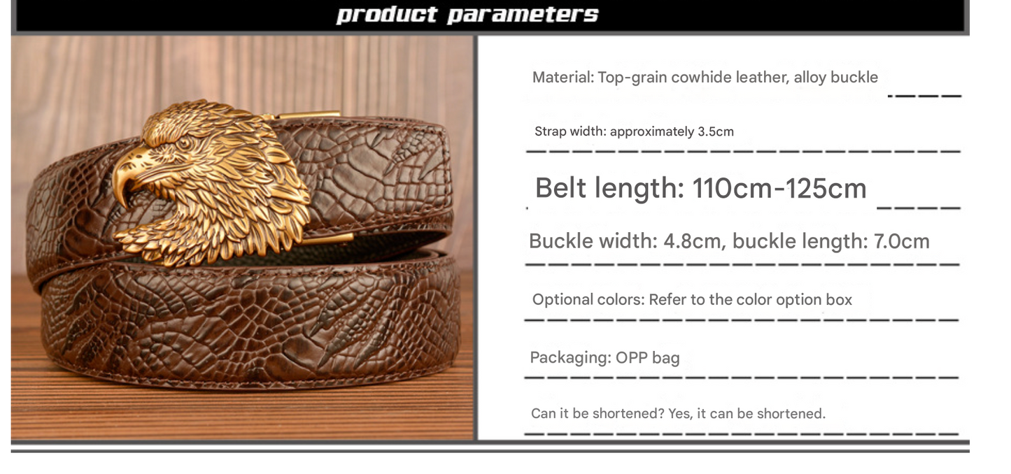 Men’s Full Grain Leather Belt with Eagle Buckle