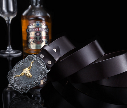 Men’s Western Bull Head Leather Belt