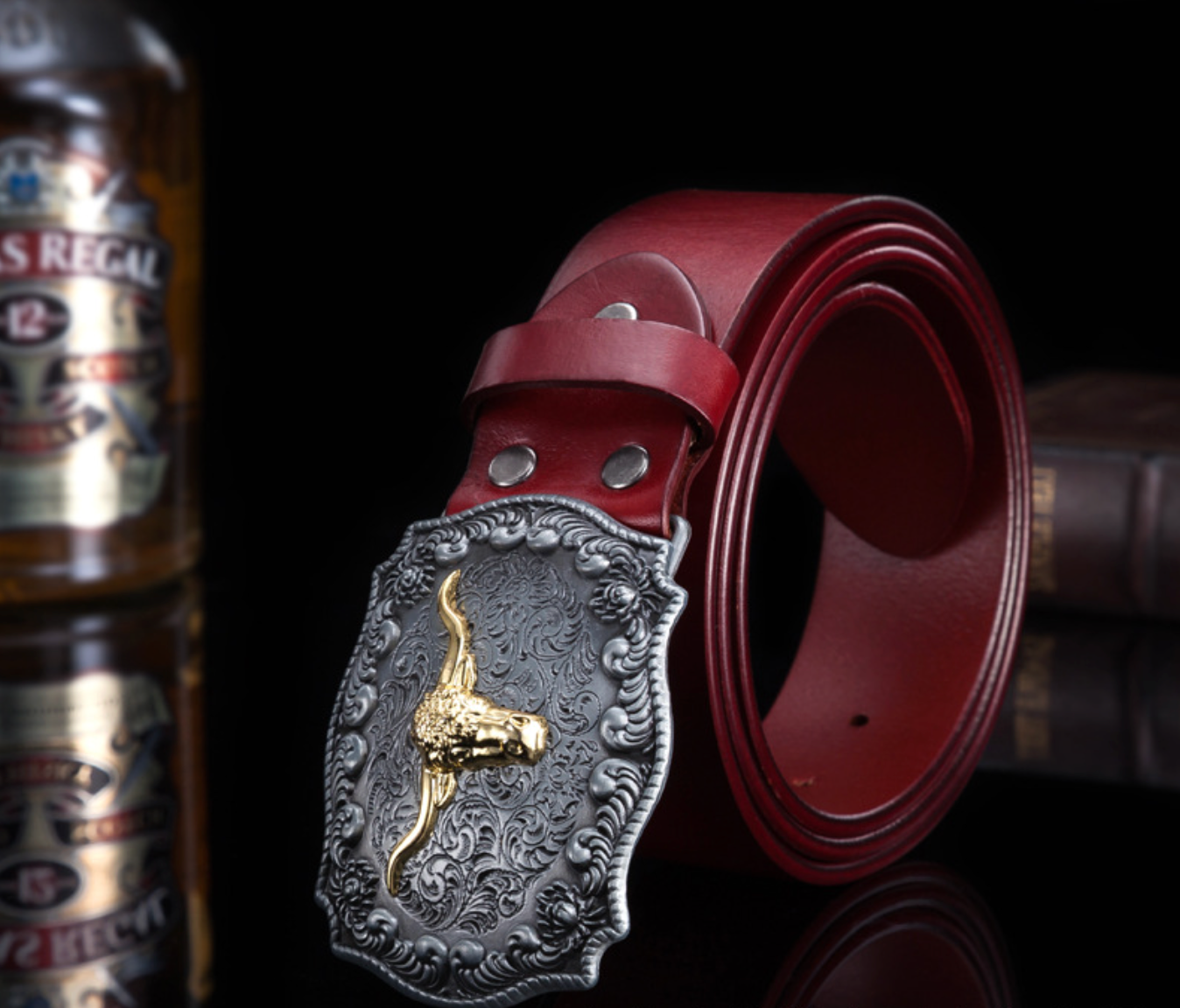 Men’s Western Bull Head Leather Belt