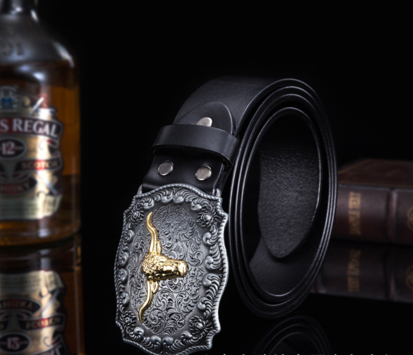 Men’s Western Bull Head Leather Belt