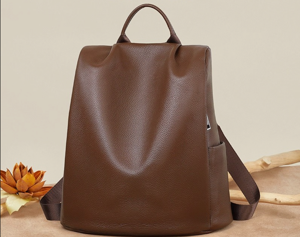 Women Genuine Leather Office Laptop Backpack
