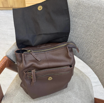 Women Cowhide Leather Diaper Backpack