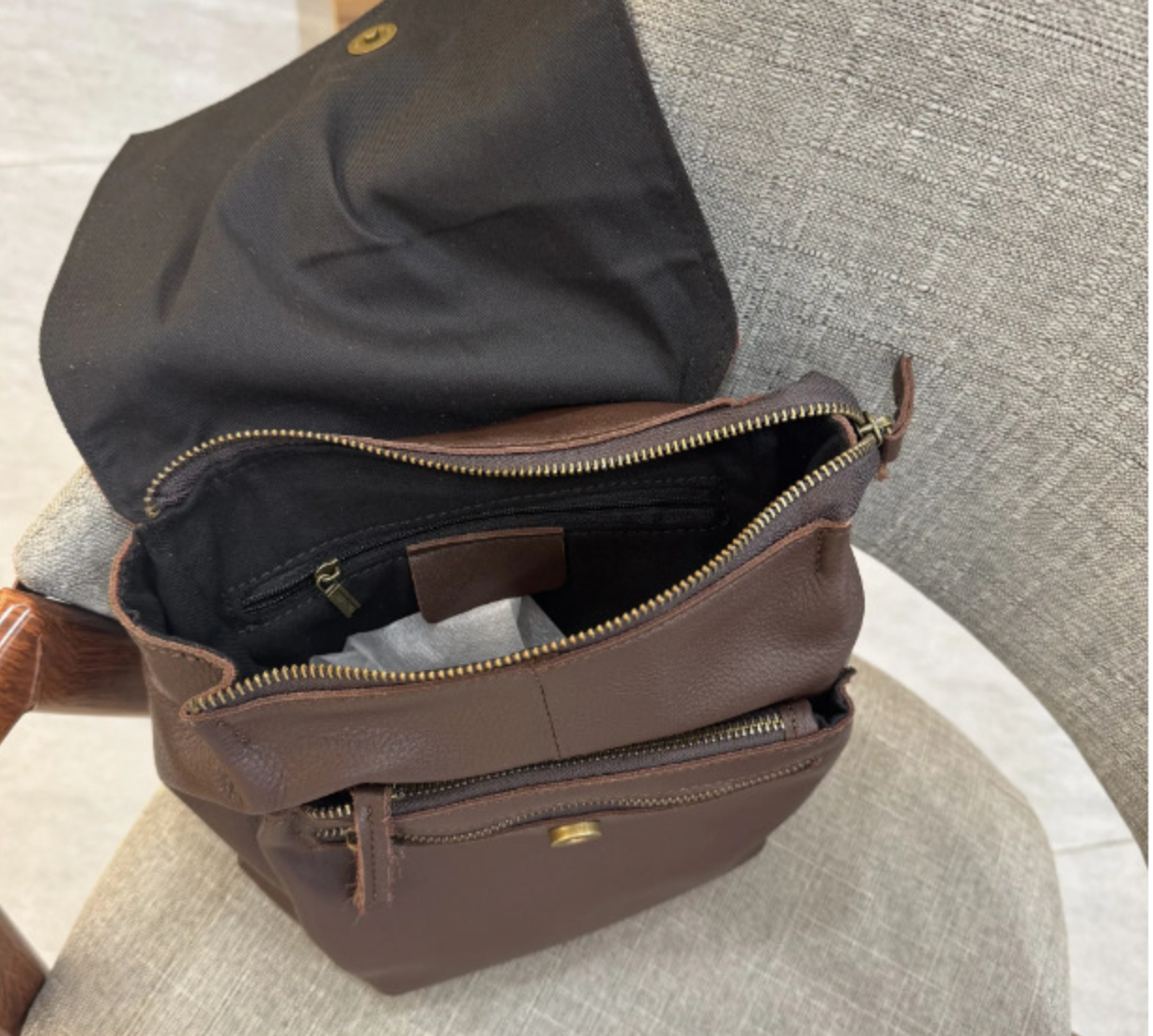 Women Cowhide Leather Diaper Backpack