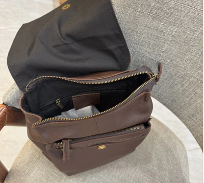 Women Cowhide Leather Diaper Backpack