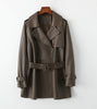 Women Genuine Sheepskin Mid-Length Trench