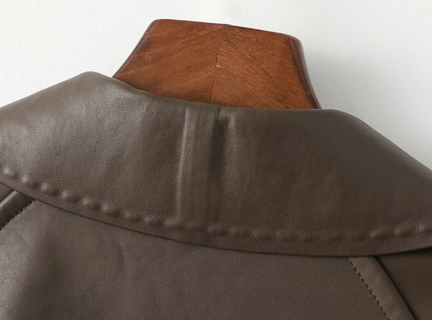 Women Genuine Sheepskin Mid-Length Trench