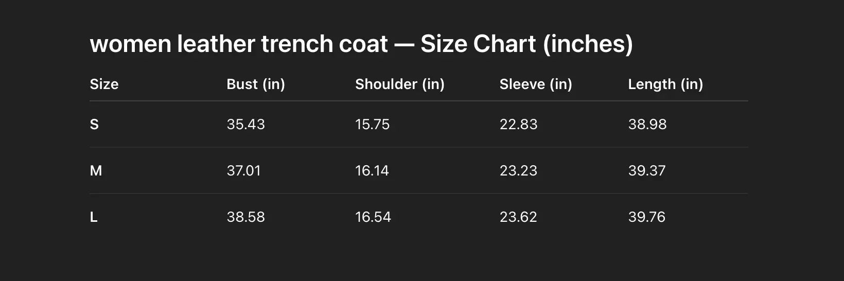 Women’s Genuine Leather Long Trench Jacket