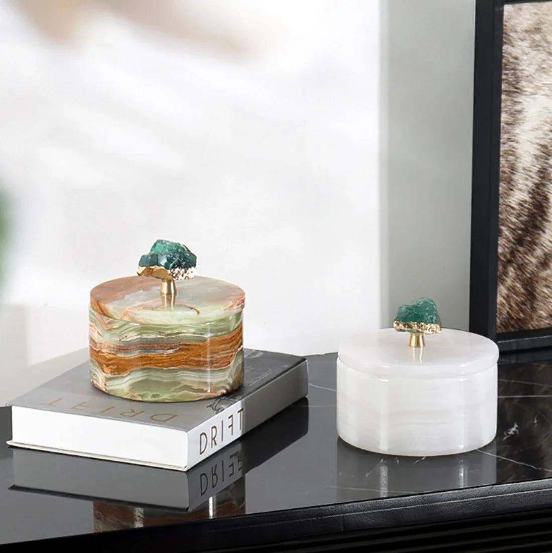 Natural Marble Jade Jewelry Storage Jar