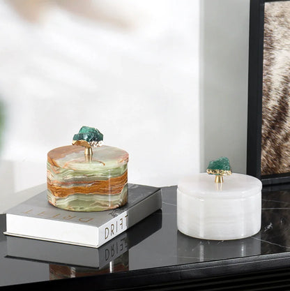 Natural Marble Jade Jewelry Storage Jar