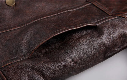Mens Distressed Vintage Leather Riding Jacket
