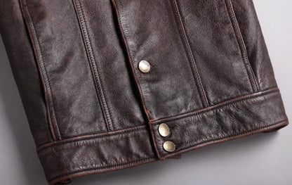 Mens Distressed Vintage Leather Riding Jacket