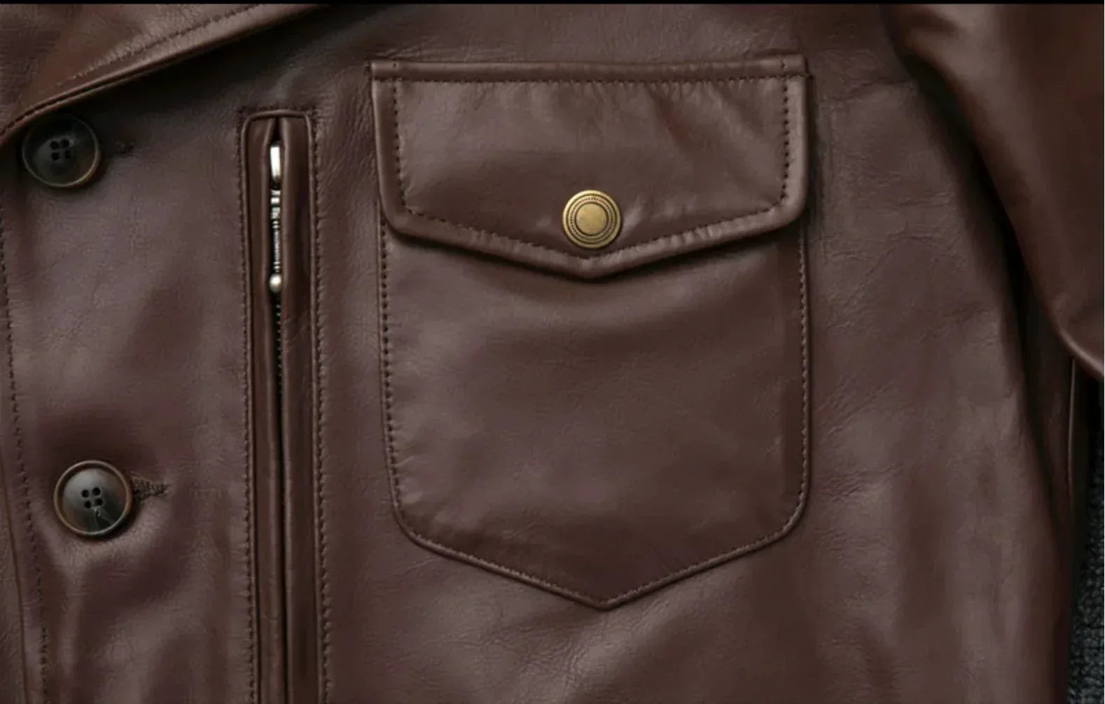 Men’s Oil-Waxed Calfskin Leather Biker Jacket