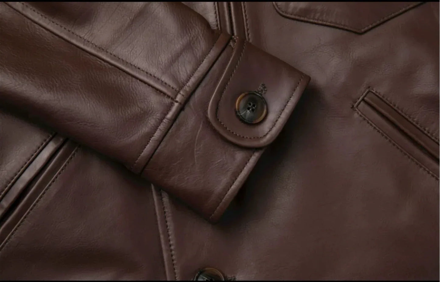 Men’s Oil-Waxed Calfskin Leather Biker Jacket
