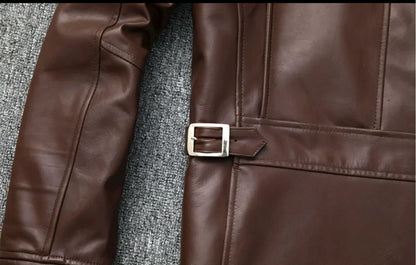 Men’s Oil-Waxed Calfskin Leather Biker Jacket