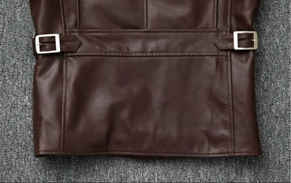 Men’s Oil-Waxed Calfskin Leather Biker Jacket