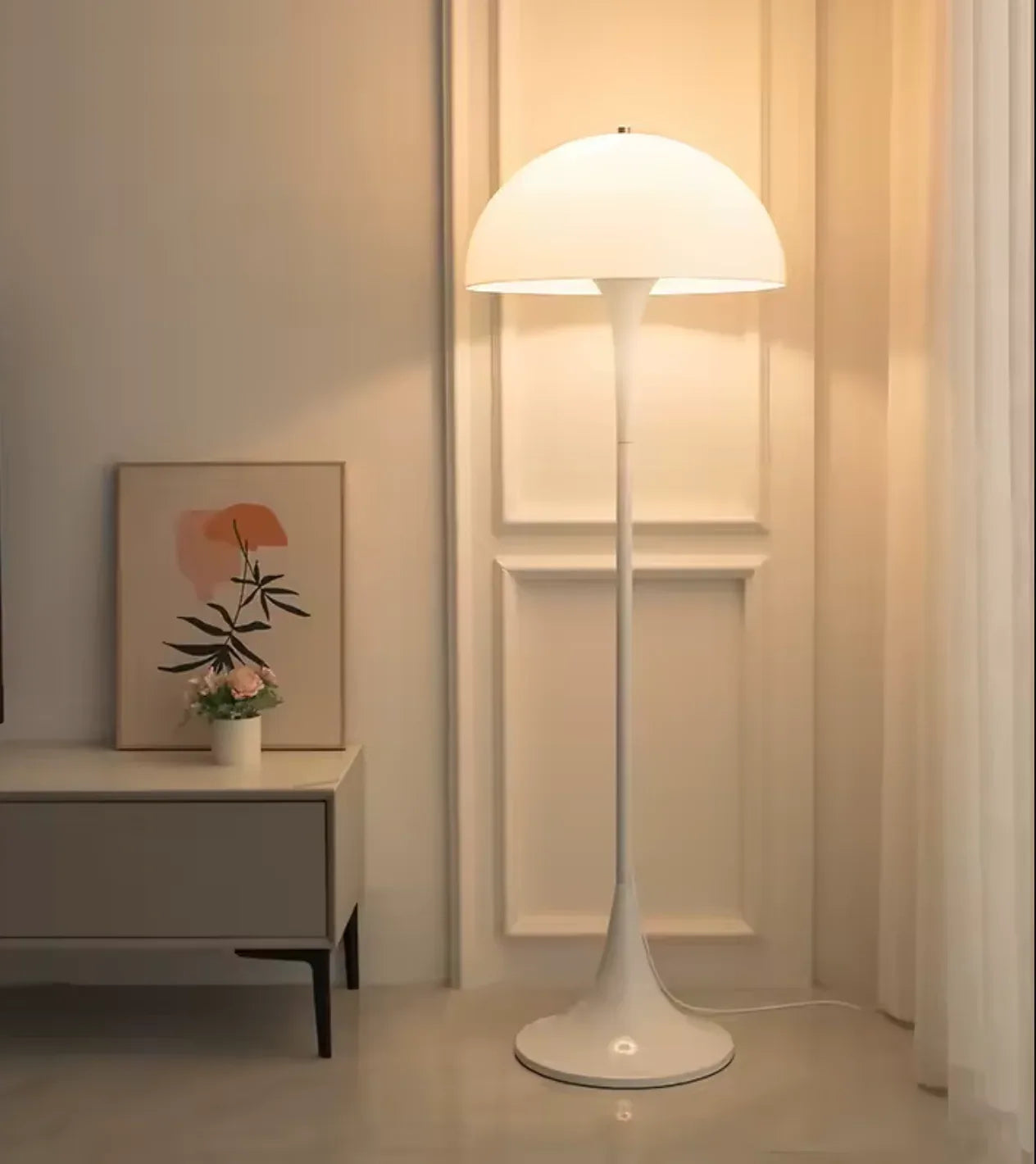 White Mushroom Floor Lamp Scandinavian Tall
