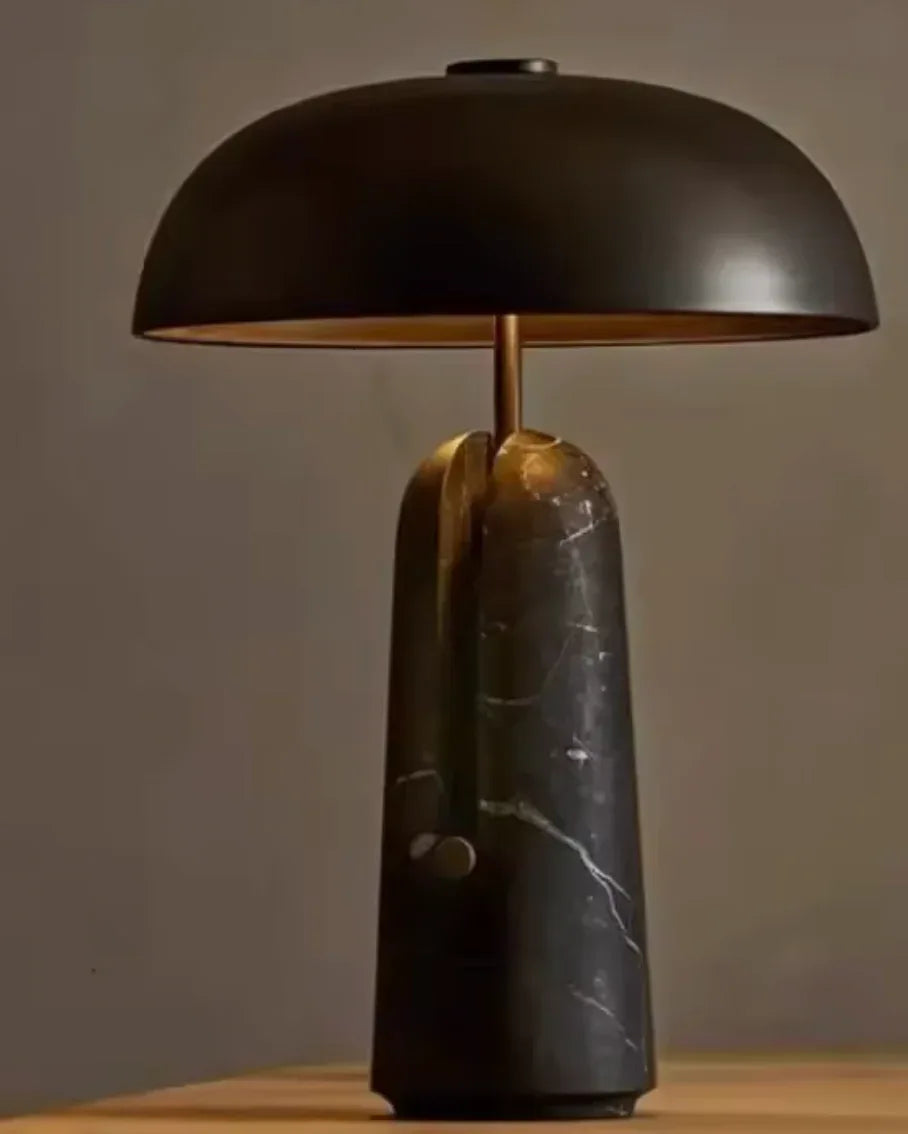 Black marble mushroom wabi sabi table lamp