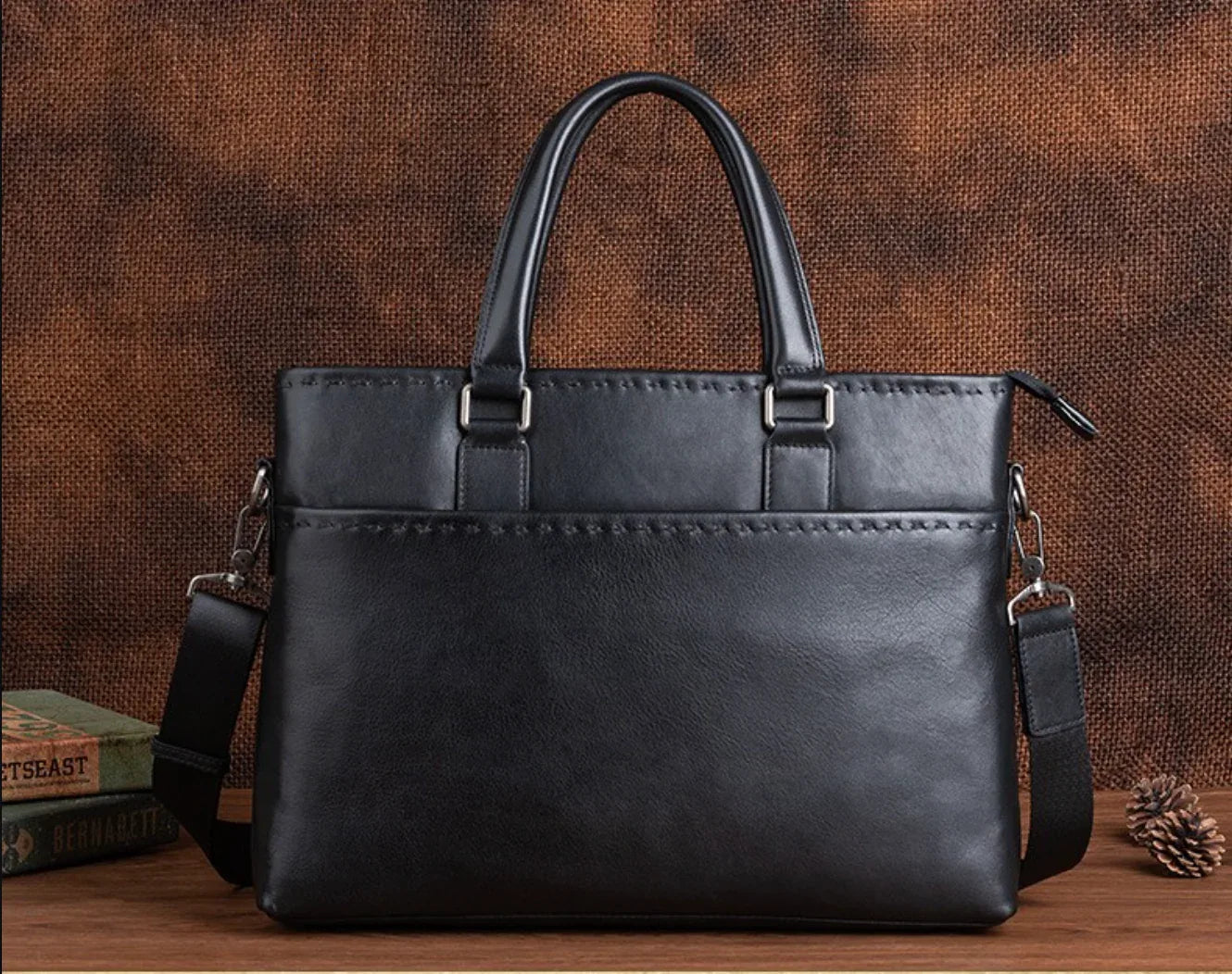 Men Genuine Leather Business Travel Laptop Bag 2