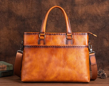 Men Genuine Leather Business Travel Laptop Bag 3