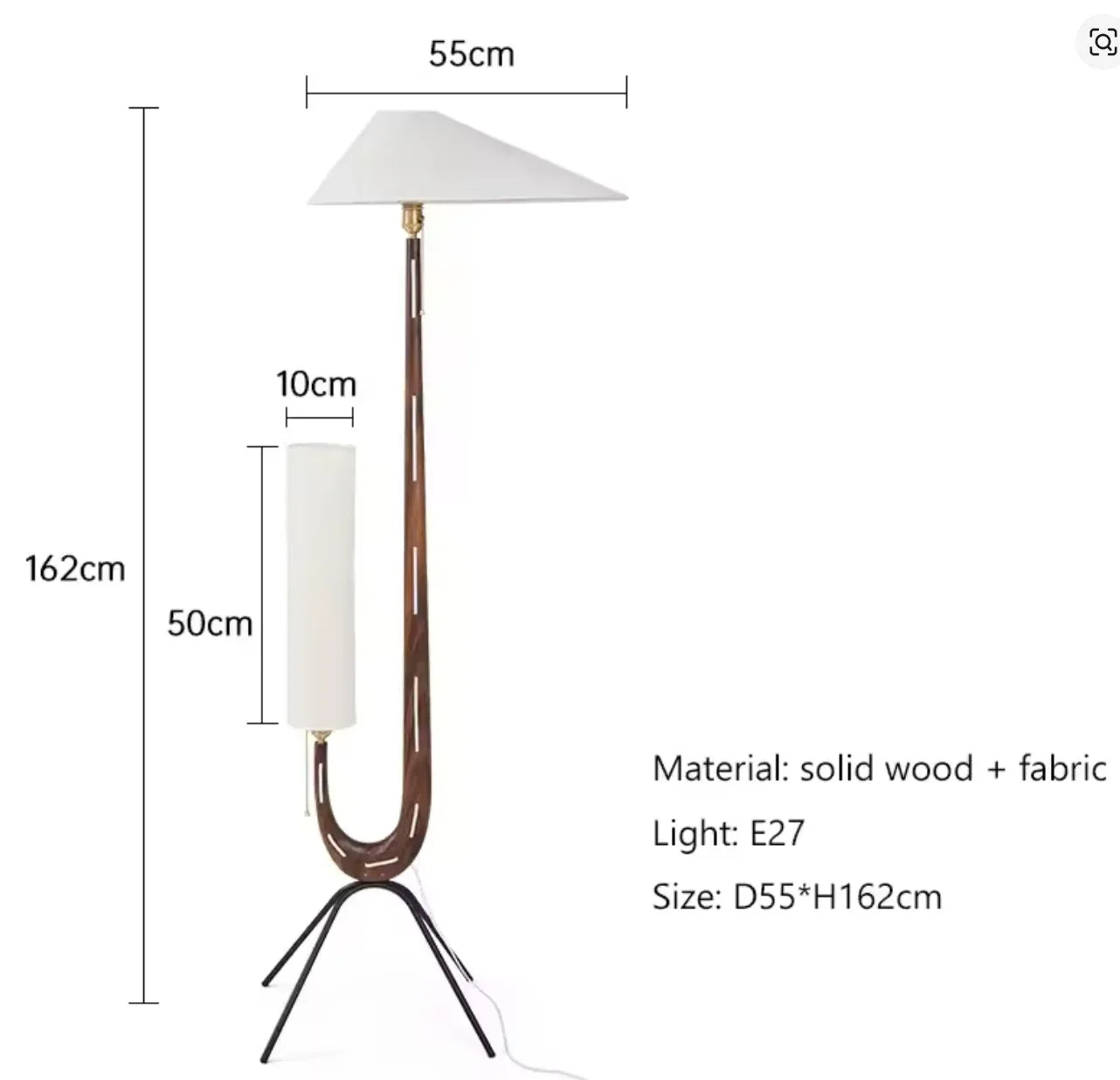 Vintage wabi sabi solid wood boho floor lamp