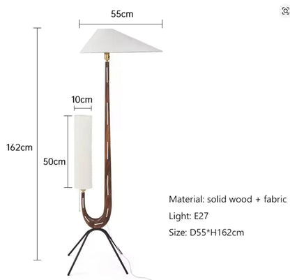 Vintage wabi sabi solid wood boho floor lamp