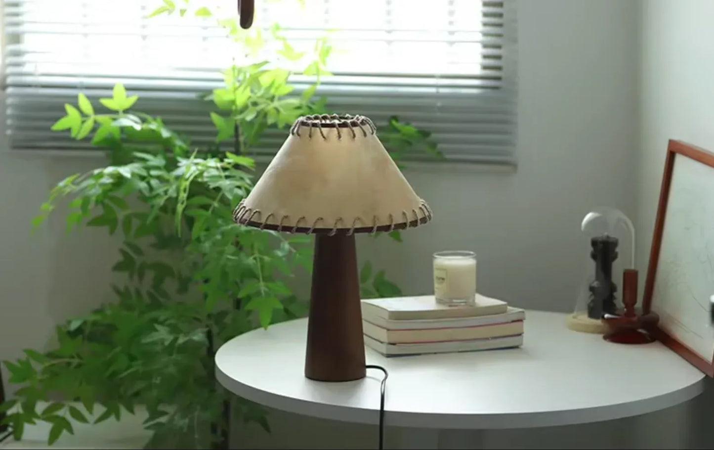 Wabi sabi wooden linen table lamp 40cm