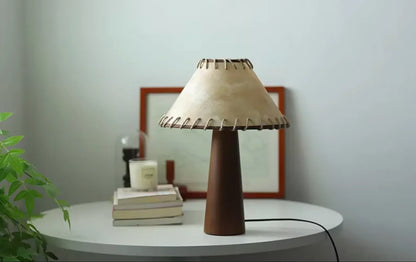 Wabi sabi wooden linen table lamp 40cm