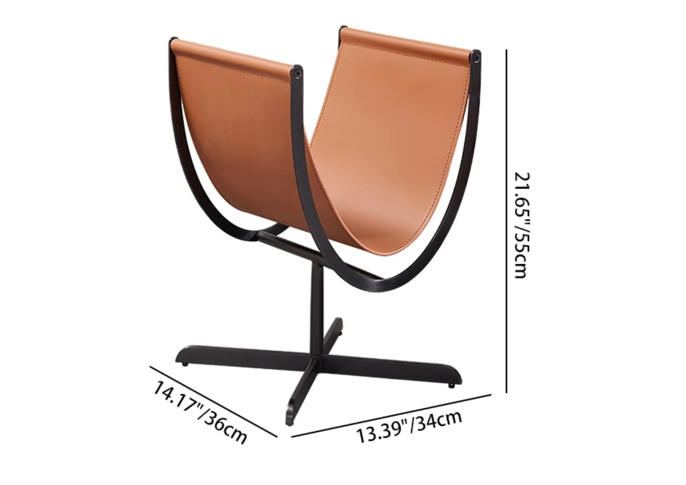 Saddle leather u shaped magazine side table