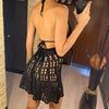 White crochet halter backless beach cover up