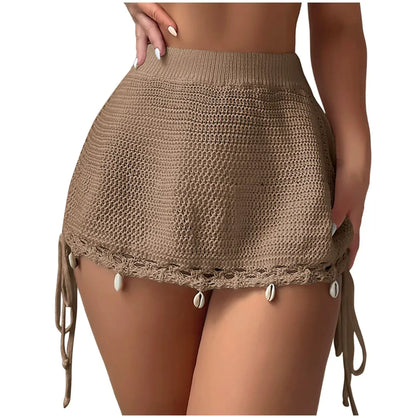 Women mini beach skirt crochet mesh 2