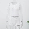Casual hollow out knitted short set women