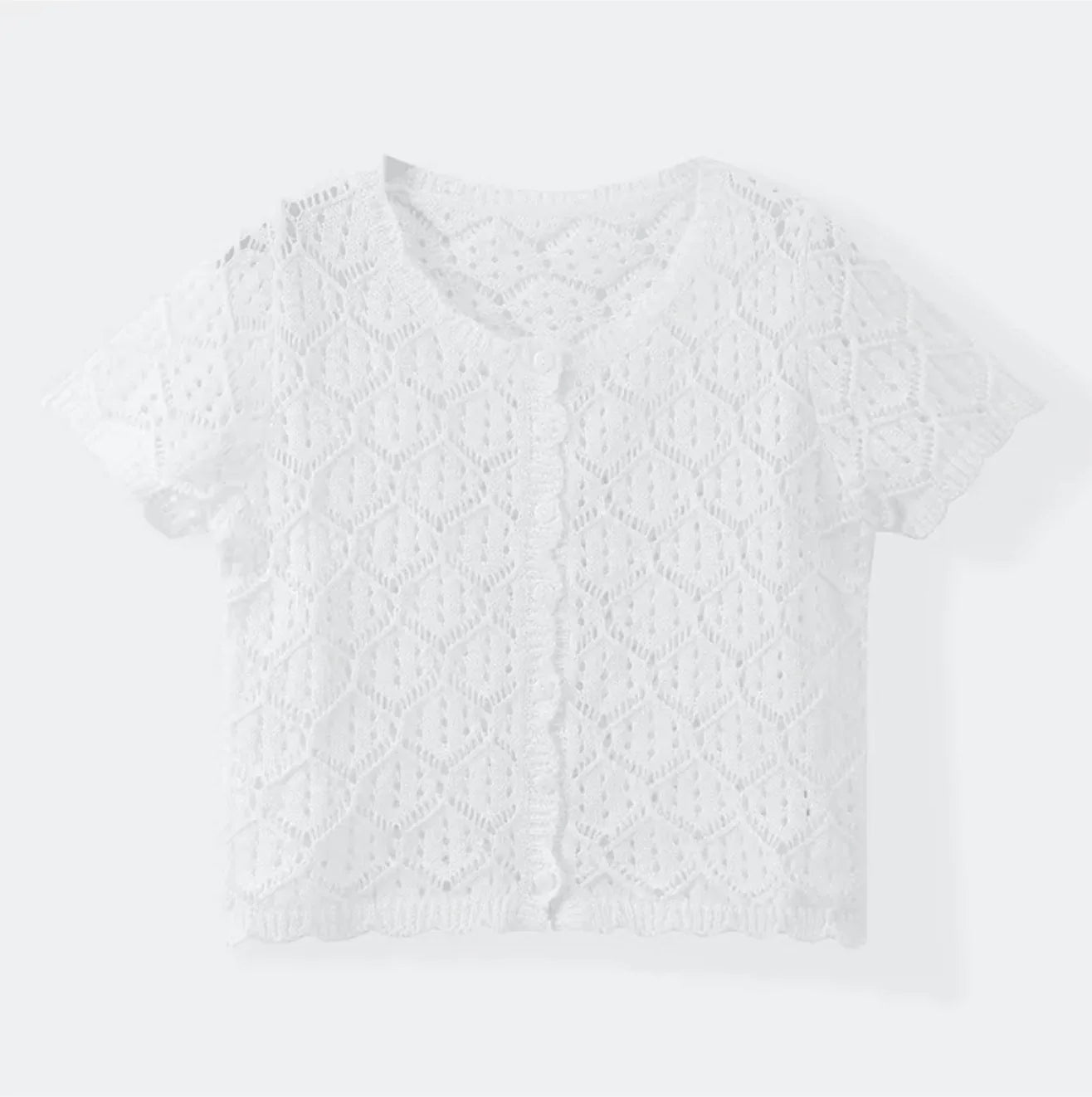 Casual hollow out knitted short set women