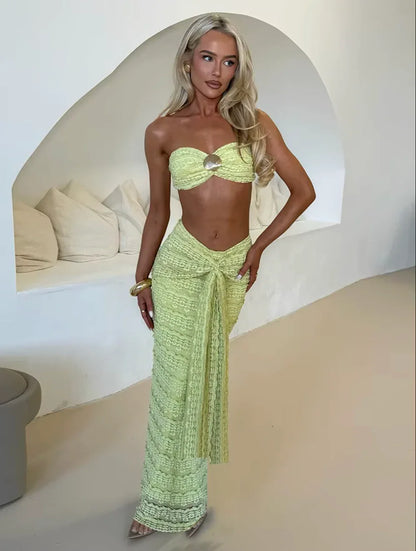 Sheer seashell tube top skirt set