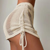 Women hollow out drawstring beach knit skirt