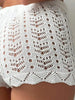 Hollow drawstring knitted beach shorts for women