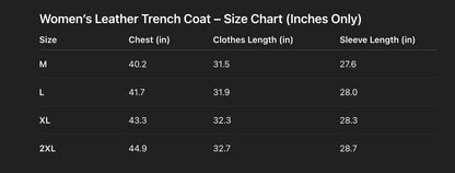 Women genuine leather long trench coat