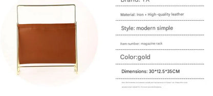 Nordic leather and iron sling magazine rack