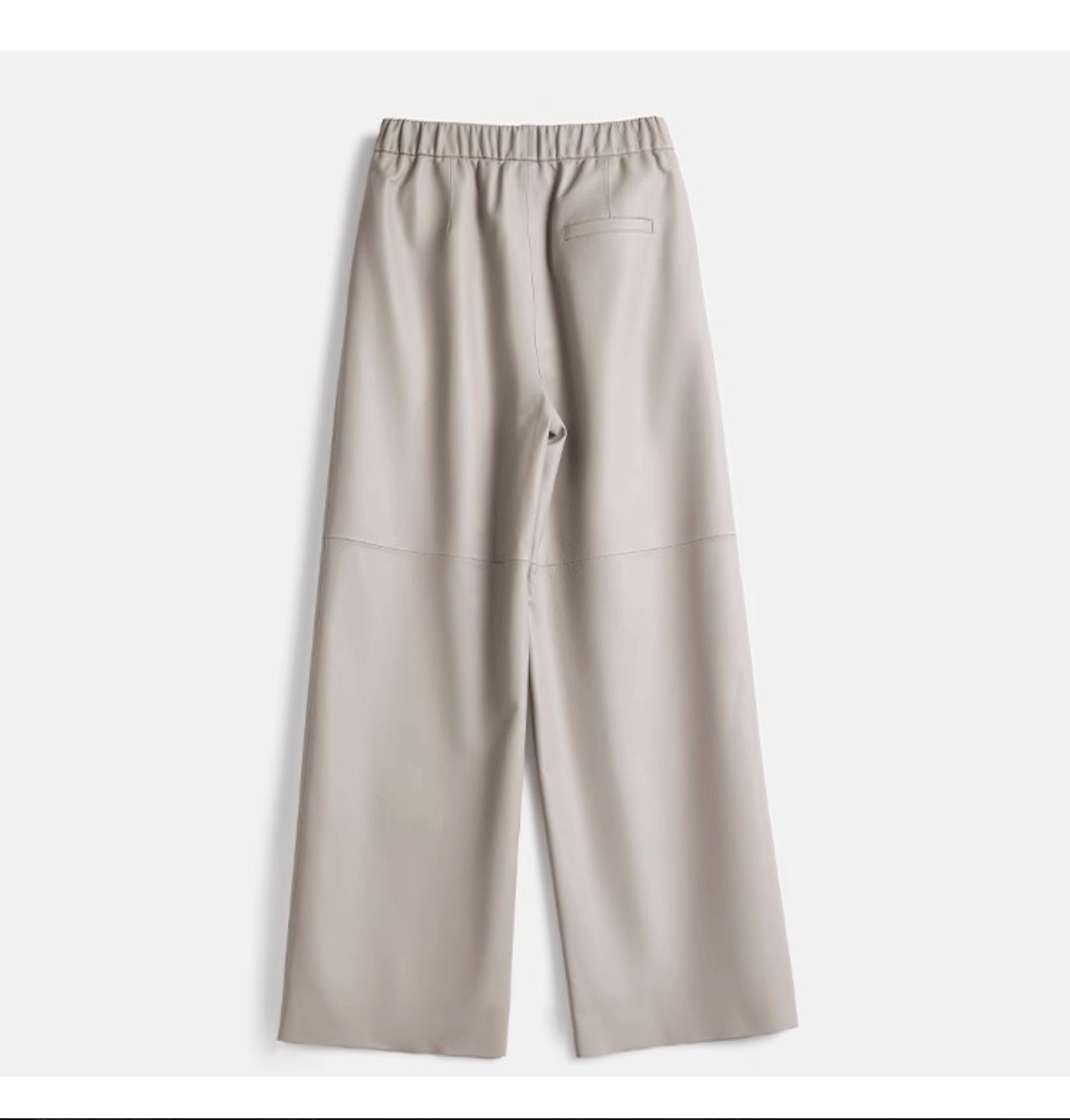 Women black sheepskin leather wide leg trousers