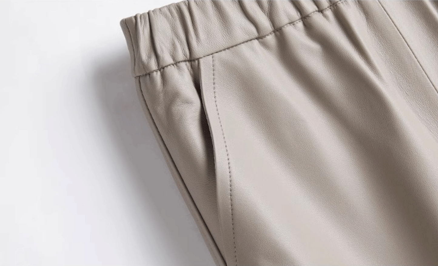 Women black sheepskin leather wide leg trousers