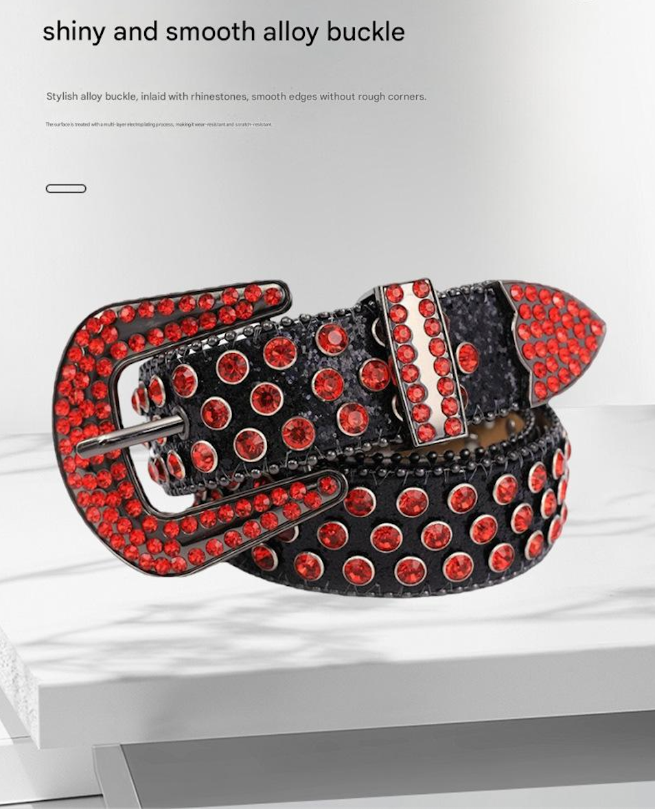American retro punk rhinestone western belt