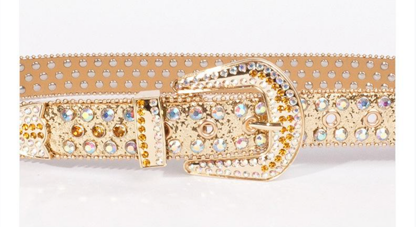 American retro punk rhinestone western belt
