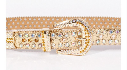 American retro punk rhinestone western belt